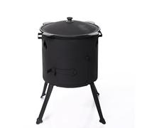 Generisch Utschak with Kazan, 16L Cast Iron Kazan Oven, Black, Wood, Coal, High Efficiency, Freestanding Heating Stove