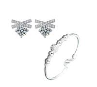 Generisch Valentine Beaded Men's Rings Silver Plated Three And Three Worlds Bracelet For Women Exquisite Jewelry Bracelet Quartz Bead Granny Steel Rings, One Size*1+One Size*1, Copper