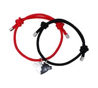 Generisch Valentine Sets Lovers Rings Two Black White Wishing Couple Love Holding Adjustable Phase Suction Bracelet Bracelets Pearl Bangle Rings, one size, Metal