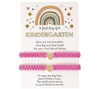 Generisch Valentine Silver Moon Bangle Stackable Jewellery Hand-Woven Love Couple Friendship Parent Child Hand Rope Heart Bracelet Back to School Gift 2pc With Wrist Men Women Jewelry, one size, Nylon