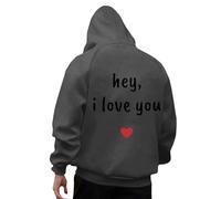 Generisch Valentine's Day Couple Hoodie Unisex Sweatshirt Printed Cuddly Breathable Fashion Casual Romantic, darkgray, XXL