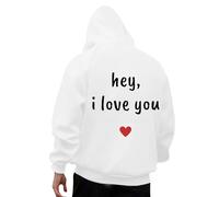 Generisch Valentine's Day Couple Hoodie Unisex Sweatshirt Printed Cuddly Breathable Fashion Casual Romantic, White, M