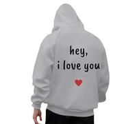 Generisch Valentine's Day Couple Hoodie Unisex Sweatshirt Printed Cuddly Breathable Fashion Casual Romantic, gray, XL