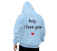 Generisch Valentine's Day Couple Hoodie Unisex Sweatshirt Printed Cuddly Breathable Fashion Casual Romantic, lightblue, S