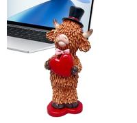 Generisch Valentine's Day Cow Decoration - Romantic Cow Sculpture Made of Resin - Holiday Figures, for Valentine's Day, Home, Desk, Entrance, Mantle, TV Cabinet, Bedside Table, Couples