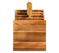 Generisch Vassoio Antipasti In Legno Set Taglieri Per Salumi E Formaggi 4 Pezzi 46 x 46 cm | Vassoio Puzzle In Legno Con Manico, Tagliere A Incastro Per Antipasti Cucina Festa Matrimonio Picnic