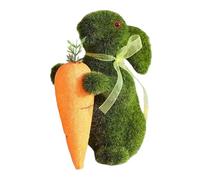 Generisch Velvet Tiger with Carrot - Easter Green Moss Sculpture | Rabbit Decorative Figurine for Indoor Outdoor Garden Patio Rustic Home Decor