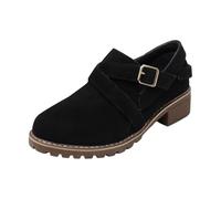 Generisch Versatile Ankle Boots with Adjustable Strap Side Zip Elegant Finish Perfect Everyday Shoes for Winter Women's Ankle Boots Velvet, black, 8.5 UK