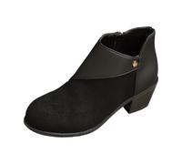 Generisch Versatile Ankle Boots with Adjustable Strap Side Zip Elegant Finish - Perfect Women's Everyday Shoes for Winter in Trendy Design, Black (black 2), 6 UK
