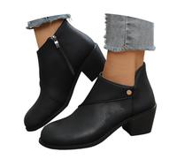 Generisch Versatile Ankle Boots with Adjustable Strap Side Zip Elegant Finish - Perfect Women's Everyday Shoes for Winter in Trendy Design, Black (black 1), 8.5 UK