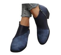 Generisch Versatile Ankle Boots with Adjustable Strap Side Zip Elegant Finish - Perfect Women's Everyday Shoes for Winter in Trendy Design, Blue 1, 6 UK