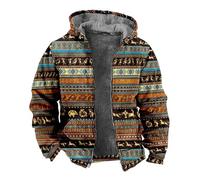 Generisch Viking Fleece Jacket Men's Hooded Winter Jacket Nordic Mythology Sweat Jacket Medieval Hooded Jacket Thick Fleece Thermal Jacket Warm Transition Jacket Viking Celtic Pagan, S1 Brown, M
