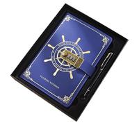 Generisch Vintage Diary, Nautical Password Diary with Card Slot and Pen Loop, Notebook with Combination Lock, for Teenagers and Adults, at Home, in the Office, School, Travel, Birthday