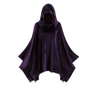 Generisch Vintage Long Cape Women's Retro Plain Hoodie Halloween Cosplay Costume Wind Jacket Irregular Hoodie with High Low Hem Gothic Dark Series Party Wear, purple, XXL