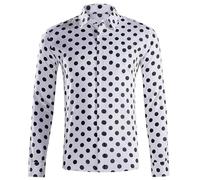 Generisch Vintage Long Sleeve Shirt Men's Shirt with Polka Dot Print Spring Summer Turn-Down Collar Lightweight Smooth Shirt Relaxed Holiday Summer Shirt Regular Fit Casual Shirt with Button Placket