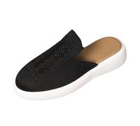 Generisch Walking Shoes Women's Lightweight Half Drag Women's Slippers with Thick Sole, Plain Non-Slip Flat Platform, Slip-On, Breathable Slippers, Casual Shoes, black, 8 UK