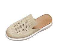 Generisch Walking Shoes Women's Lightweight Half Drag Women's Slippers with Thick Sole, Plain Non-Slip Flat Platform, Slip-On, Breathable Slippers, Casual Shoes, khaki, 8 UK