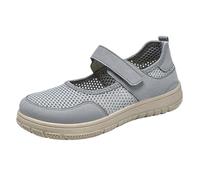Generisch Walking shoes, women's lightweight, slip-on shoes, women's trainers, plain non-slip platform, comfortable soft underside, mesh, breathable casual shoes, gray, 6 UK