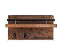 Generisch Wall Key Holder, Wooden Retro Decorative Hooks, Key Shelf Organiser for the Wall with Floating Shelf Hook, for Letters, Clothes, Hallway, Hat, Backpack, Handbag, Home