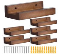 Generisch Wall Mounted Vinyl Record Shelf in Vintage Look - Set of 6 Wooden Record Holders | Album & Display Stand for Living Room, Studio, Office or Record Collection