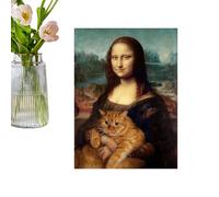 Generisch Wall Pictures for en | Decorative Wall Picture of a Cat as Jewellery - Fashionable Wall Picture with a Holding Cat | For Bedroom, Bathroom, Hotel, Dorm, Workplace, Home and