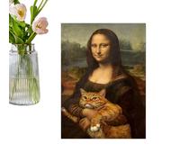 Generisch Wall Pictures for Women, Humorous Female Oil Painting Poster, Painting with Cat Motif for Living Room | For Bedroom, Bathroom, Hotel, Dorm, Workplace, Home and