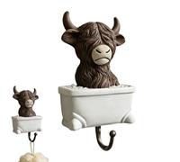 Generisch Wall Towel Hook Non-Slip Rustic Cow Resin Holder | Bathroom Wall Hook Towel Holder for Coat Clothes Bathrobe Loofah Kitchen Bedroom Living Room and Apartment