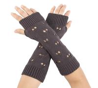 Generisch Warm and Fashionable Plain Knitted Fingerless Winter Gloves for Men and Women M and M Costume Women (Dark Grey, One Size)