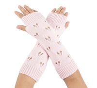 Generisch Warm and Fashionable Plain Knitted Fingerless Winter Gloves for Men and Women M and M Costume Women (Pink, One Size)