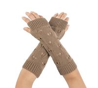Generisch Warm and Fashionable Plain Knitted Fingerless Winter Gloves for Men and Women M and M Costume Women (Khaki, One Size)