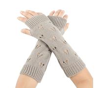 Generisch Warm and Fashionable Plain Knitted Fingerless Winter Gloves for Men and Women M and M Costume Women (Grey, One Size)