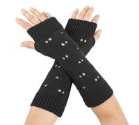Generisch Warm and Fashionable Plain Knitted Fingerless Winter Gloves for Men and Women M and M Costume Women (Black, One Size)