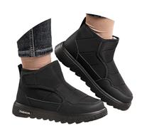 Generisch Warm Slip-On Boots Men's Winter Boots Novelty with Faux Fur Thick Sole Transition Boots High Cut Snow Boots Half Boots for Outdoor Winter, O Black, 10 UK