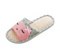 Generisch Warm Slippers Slippers, Non-Slip Cotton and Linen, for Indoor Use, Open Toe, Breathable Shoes for the Bedroom, blue, 6 UK