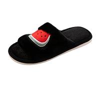 Generisch Warm Slippers Women's Winter Plush Slippers Closed Heart-Shaped Slippers Non-Slip Comfortable Lightweight Unisex Felt Slippers House Outdoor, ZBlack, 6 UK