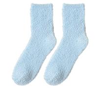 Generisch Warm Socks Children 36 Women, Soft, Fluffy Winter Cosy Slipper Socks, Cute Plush Warm Sleeping Socks for Christmas, Valentine's Day, Gifts, 2 Pairs of Socks, blue, One Size