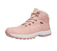 Generisch Warm Winter Shoes Men's Snow Boots with Lined Waterproof Non-Slip Hiking Shoes Outdoor Winter Boots Unisex Winter Boots Trekking Shoes Laces Ankle Boots Hiking Boots, pink, 11 UK