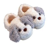 Generisch Warm Winter Slippers for Girls and Boys, Suitable for Kids to Wear Around the House, Designed in the Shape of a Cute Dog, Suitable for Little Kids, gray, 1/1.5 UK