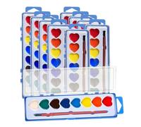 Generisch Watercolour Paint Set - 10 x Heart-Shaped Watercolour Set | Wash Water Colour Paint Sets | Watercolour Paints with Brush | School Exchange Vivid Watercolour Art Painting Supplies Painting