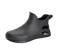 Generisch Waterproof shoes, men's rain boots, water shoes, retro shoes, plain platform, rubber shoes, casual, outdoor, non-slip overshoes, rain boots, black, 8 UK