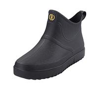 Generisch Waterproof Shoes Slip Water Outdoor Short Men's Boots Fashion On Casual Rain Ankle Business Shoes Men 45, black, 9 UK