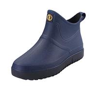 Generisch Waterproof Shoes Slip Water Outdoor Short Men's Boots Fashion On Casual Rain Ankle Business Shoes Men 45, darkblue, 7 UK