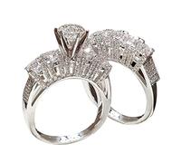 Generisch Wedding Rings Silver Pair Fashion Cubic Zirconia Six Gripper Inlaid Silver Ring Temperament Ring Couple Rings For 2, 10, (Metal)