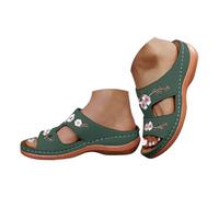 Generisch Wedge Heel Shoes Women's Pumps Slippers Casual Wedges Flower Shoes Beach Holiday Roman Sandals Sandals Roller Skates Shoes Women, Green, 2/2.5 UK