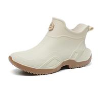 Generisch Wellington Boots Women's Men's Boots Rain Shoes Waterproof Stylish Short Rain Water Shoes for Couples Comfortable Low Cut Rain Galoshes Suitable for All Seasons, beige, 7 UK