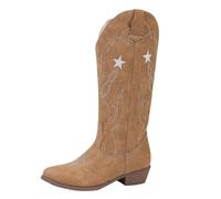 Generisch Western Boots Women's Leather Cowboy Boots Women's Medium High Cowboy Boots Medieval High Heels Vintage Western Boots with Heel Riding Boots Fashion Women's Boots Pointed Chelsea Boots