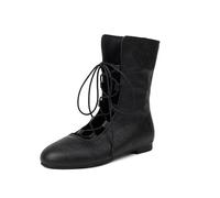 Generisch Western Boots Women's Medieval Pirate Boots Fashion Comfort Gothic Boots Calf Pull Combat Boots Flat Jazz Boots Elegant Comfortable Knight Boots Ankle Boots, black, 10 UK