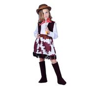 Generisch Western Cowboy Dress Sets for Girls, Denim Outfits for Stage Performance, Cosplay, Charming Children's Clothing for Parties with Stylish Accessories (White, 10-12 Years)