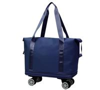 Generisch Wheel Shoulder Bag with Handle, Foldable Hand Luggage Bag for Under the Seat - Travel Storage and Clothes Transporter for Holidays Weekend Trips Shopping Business Trips, darkblue, see