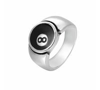 Generisch Whistle The Rings 8 Ring Number Black 8 Unique 8 Pool Bal L Ring for Men and Women Sticker Rings, 12, Metal, No Gemstone